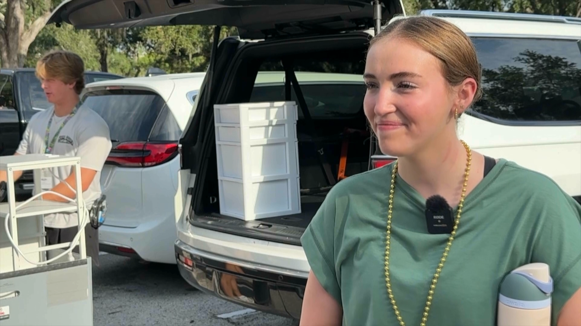College student on move-in day