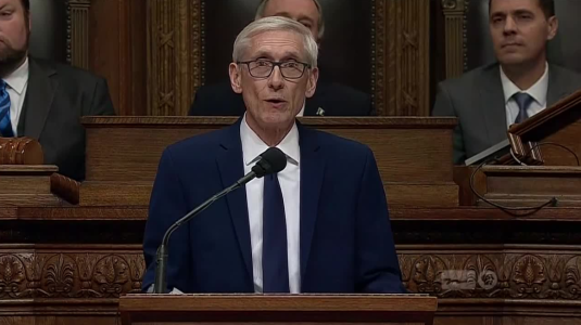 Governor Evers in blue suit