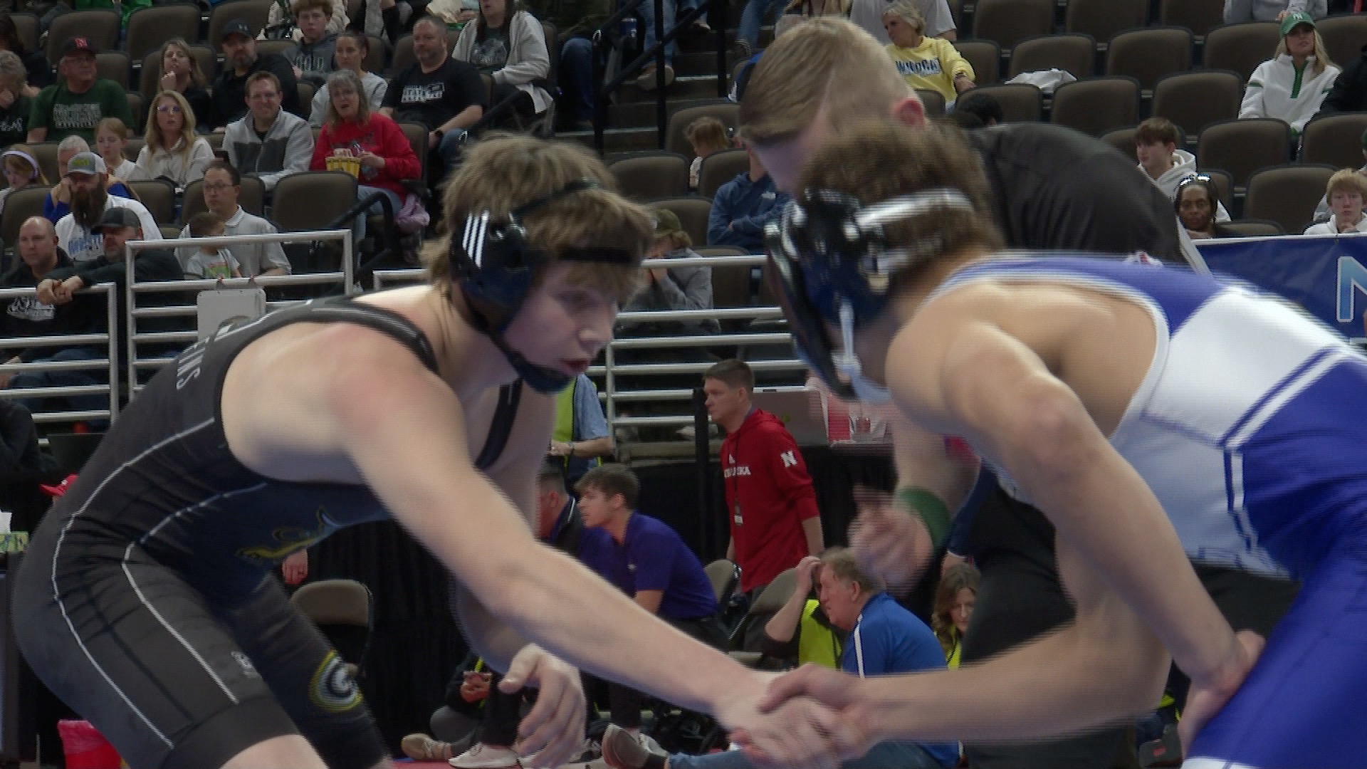 Gretna East's Jace Larchick advanced to his first wrestling state title match Friday, Feb. 20, 2026 at the CHI Health Center