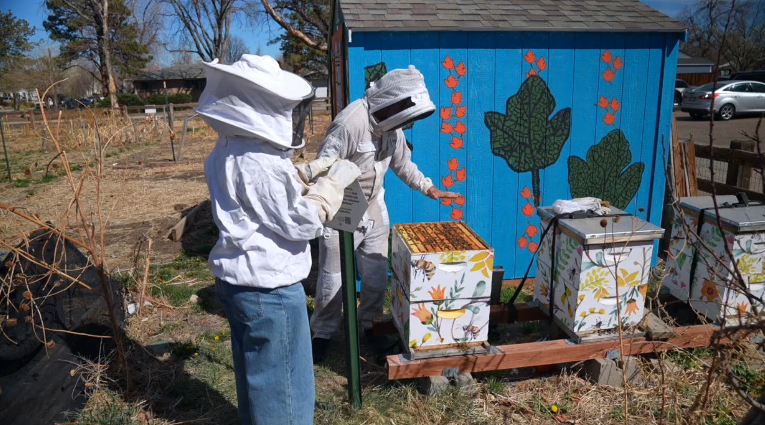 Clara Faith with Mike Rosol from Free Range Beehives 