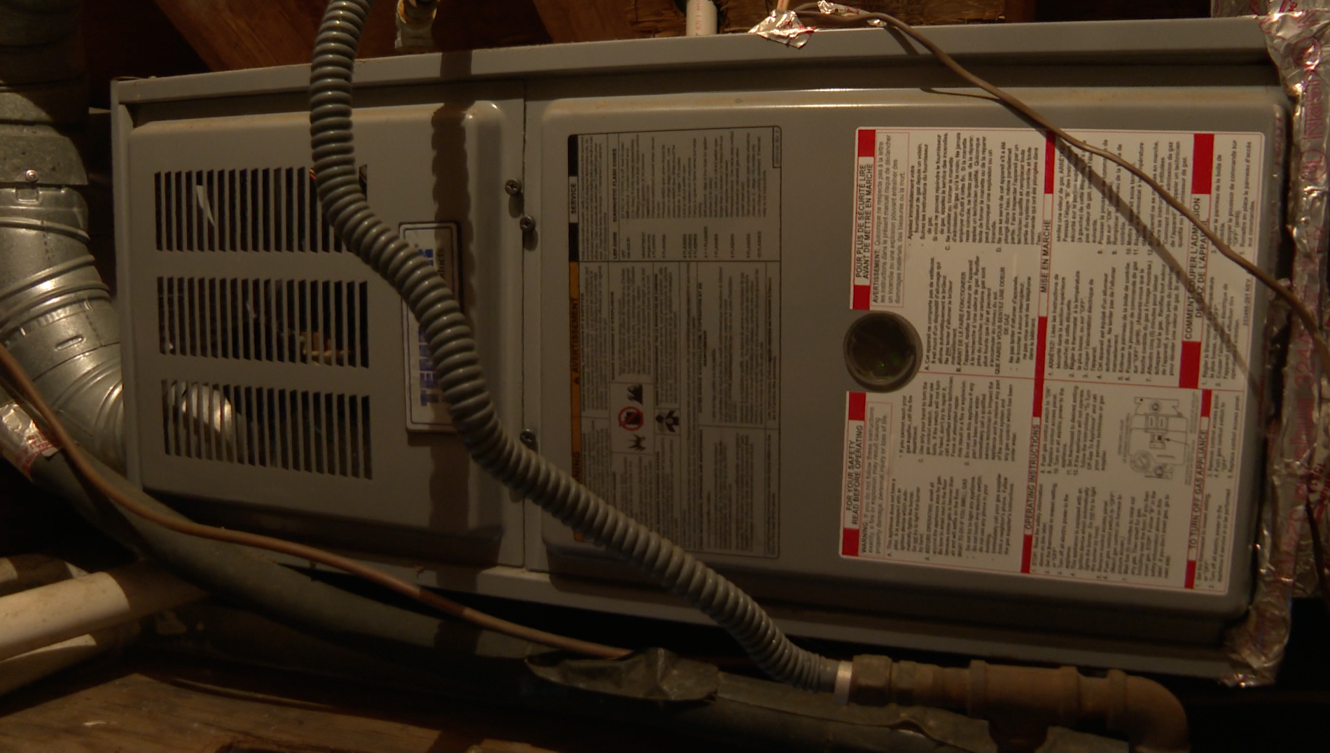 Home furnace in attic