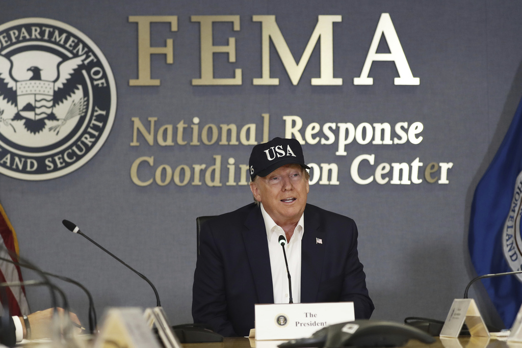 File photo of President Donald Trump speaking at the Federal Emergency Management Agency (FEMA) in 2019.