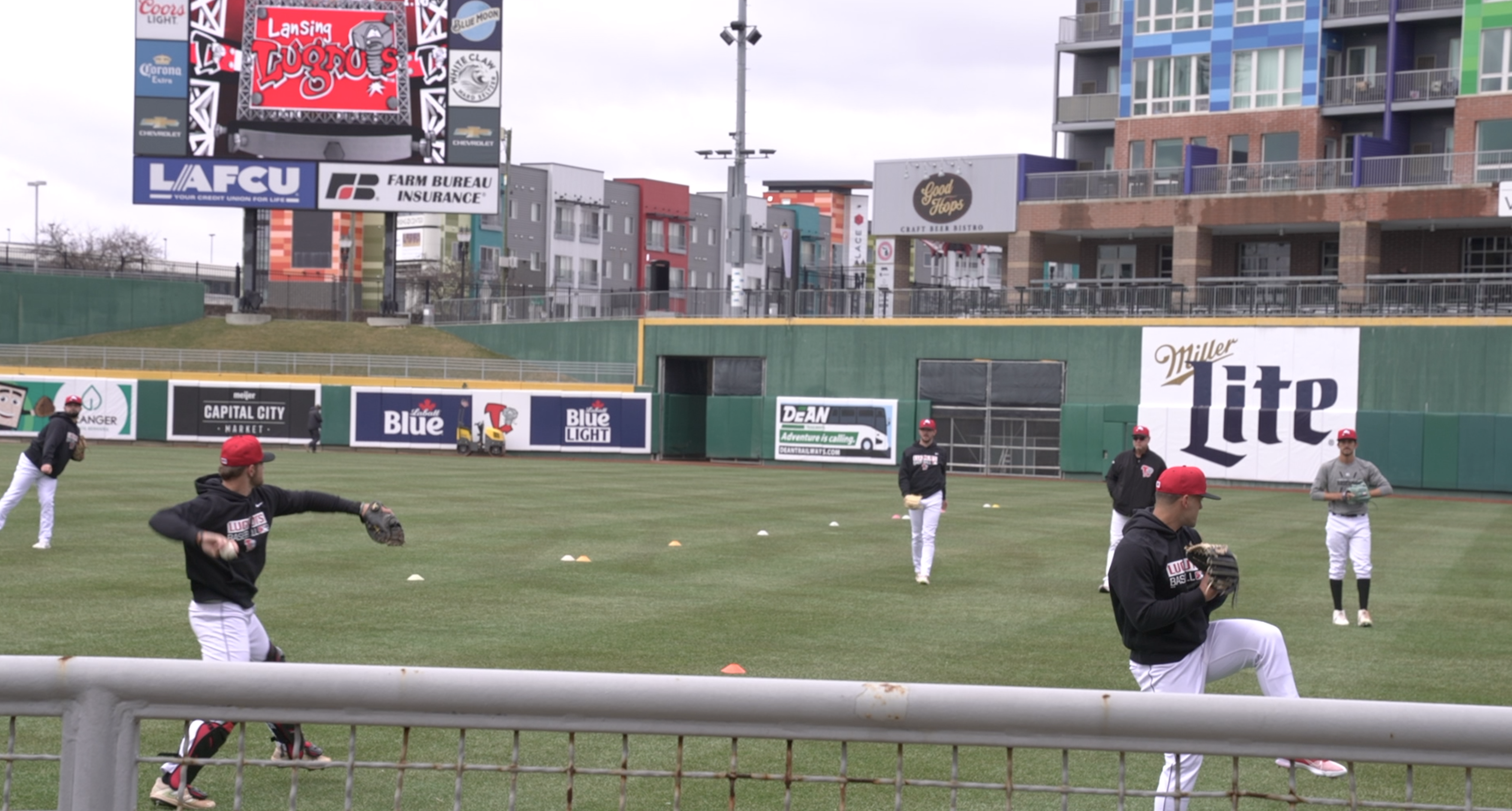 Lansing Lugnuts practicing at Jackson Field 