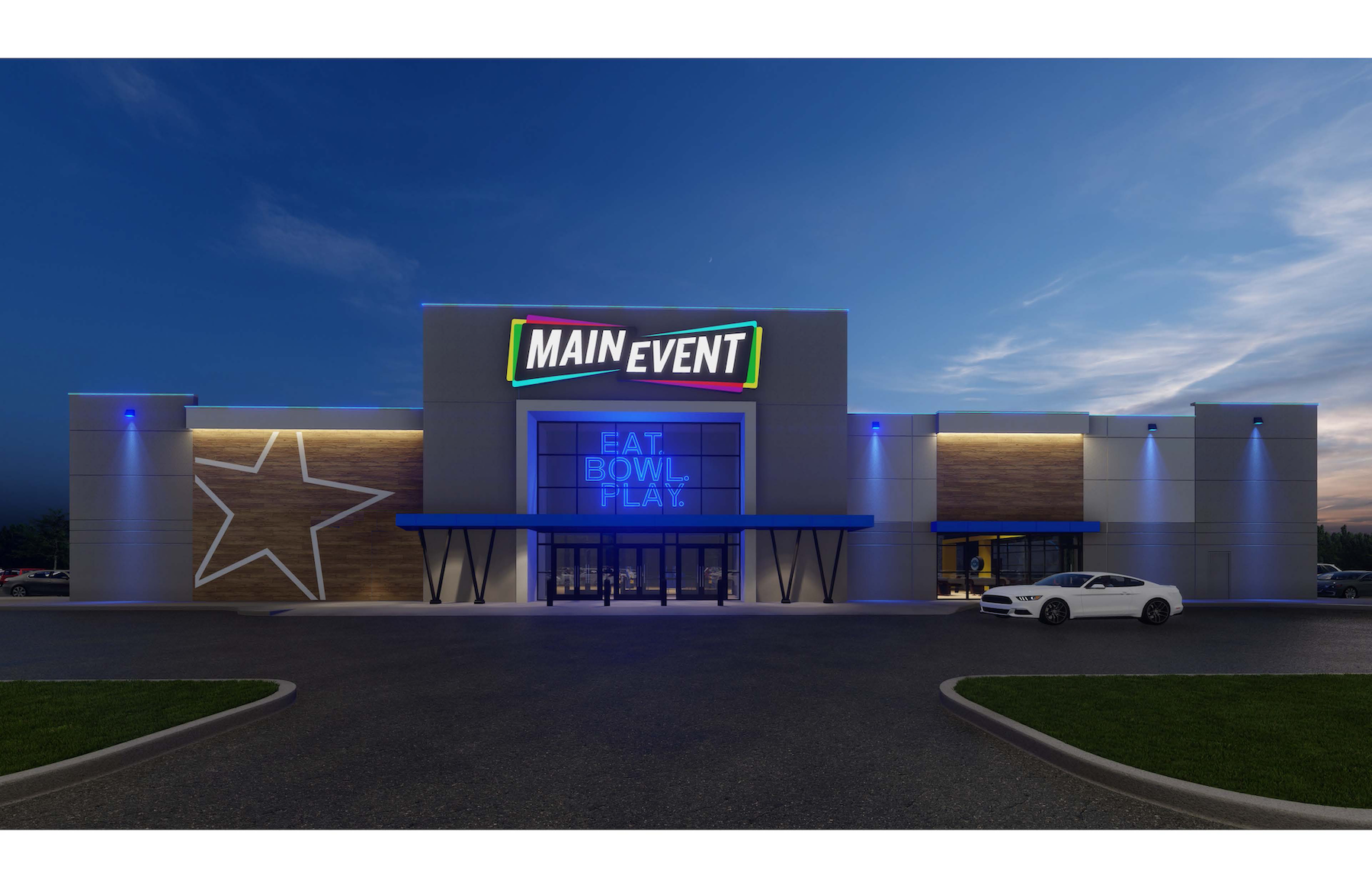 Main Event proto exterior at Woodland Mall