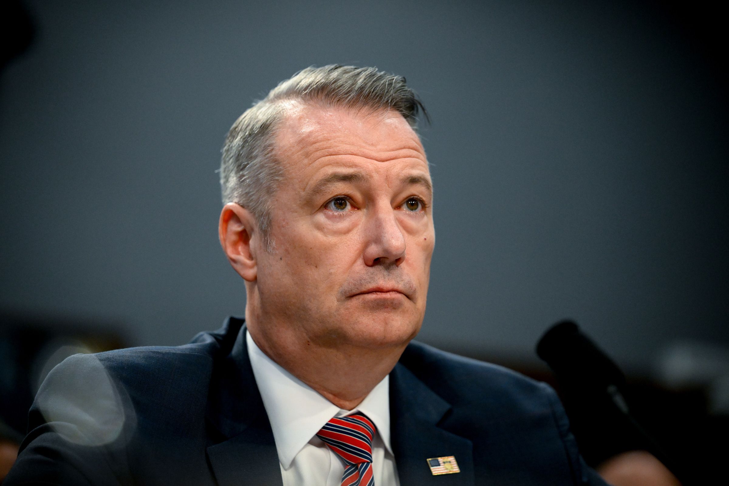 Todd Lyons, acting director of US Immigration and Customs Enforcement (ICE), during a House Appropriations Subcommittee on Homeland Security hearing in Washington, DC, US, on Thursday, April 16, 2026.