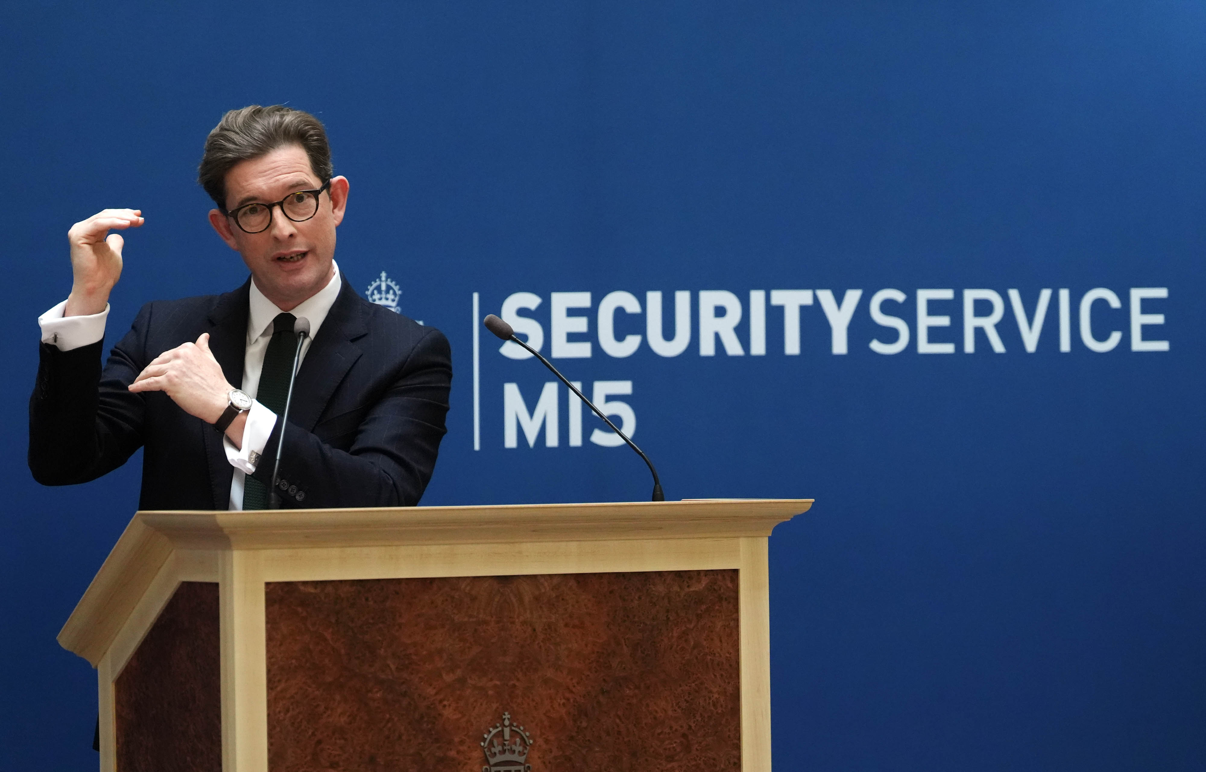 Director General of MI5 Ken McCallum speaks at Thames House, the headquarters of the UK's Security Service in London, Tuesday Oct. 13, 2026.