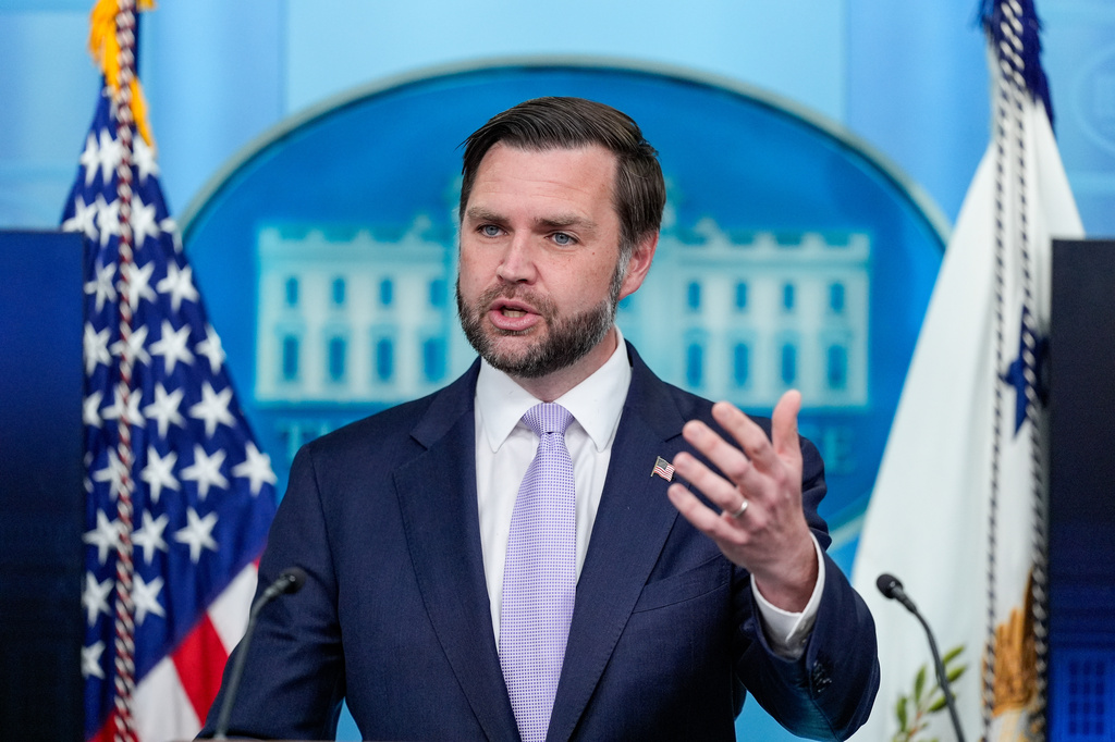 Vice President JD Vance speaks to reporters during a press briefing at the White House, Tuesday, May 19, 2026, in Washington.