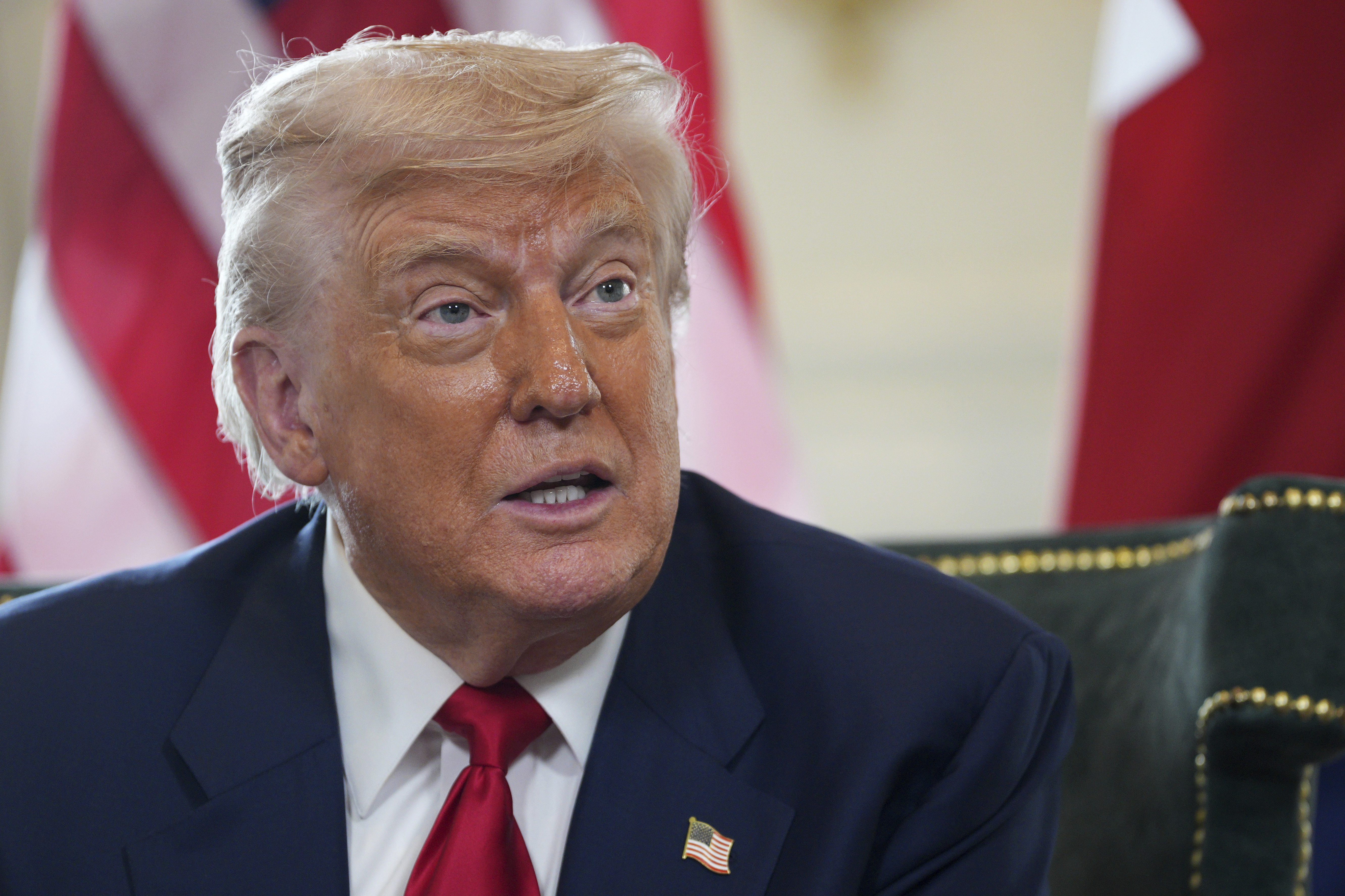 President Donald Trump meets with Britain's Prime Minister Keir Starmer at Trump Turnberry golf club on Monday, July 28, 2025 in Turnberry, Scotland. 