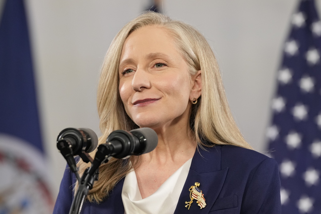 Virginia Gov. Abigail Spanberger delivers the Democratic response to President Donald Trump's State of the Union address Tuesday, Feb. 24, 2026, in Williamsburg, Va. 