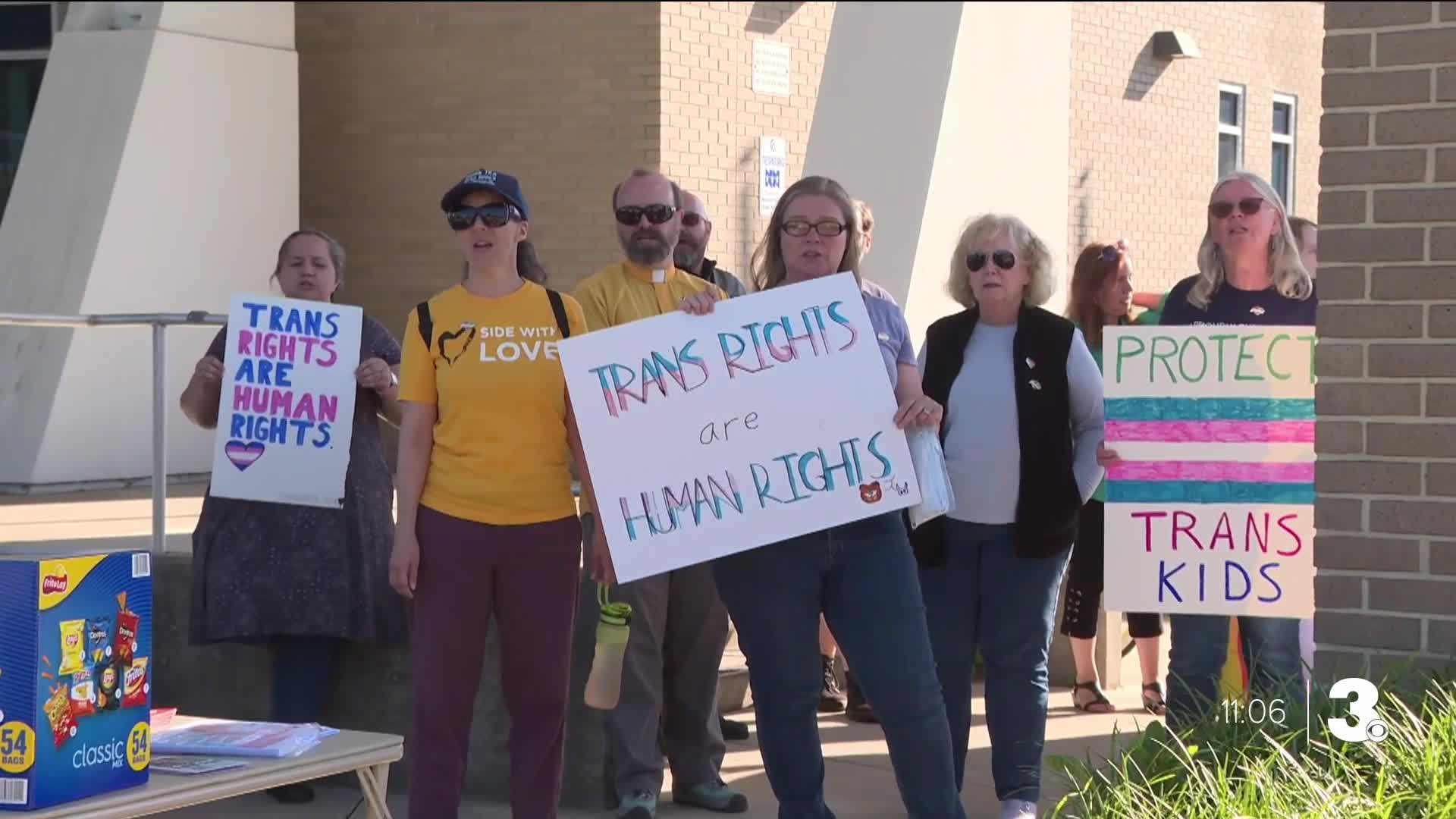 Protestors urging Newport News school board to reverse policies for transgender students