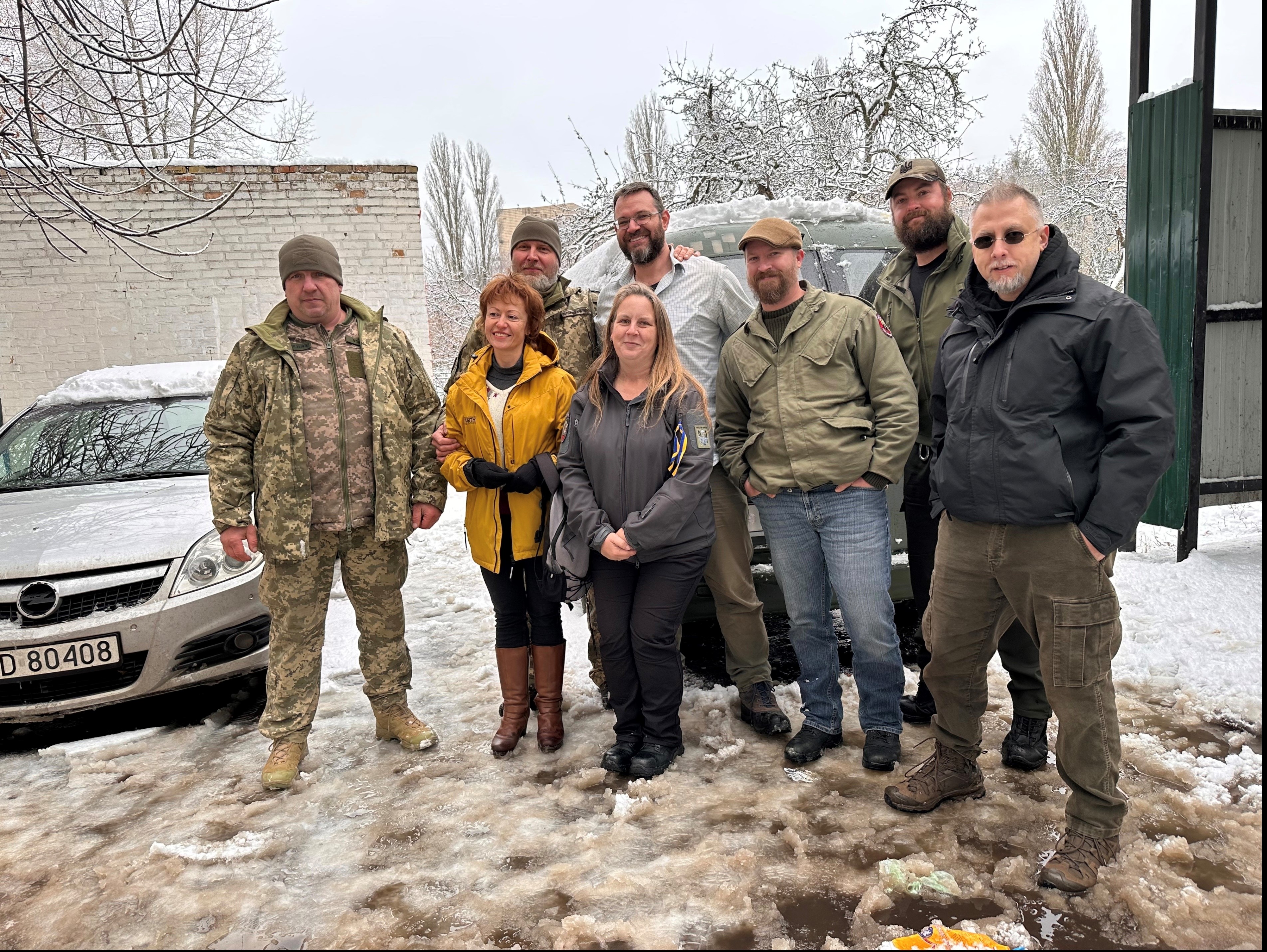 Aiden Sinclair with those fighting for freedom in Ukraine