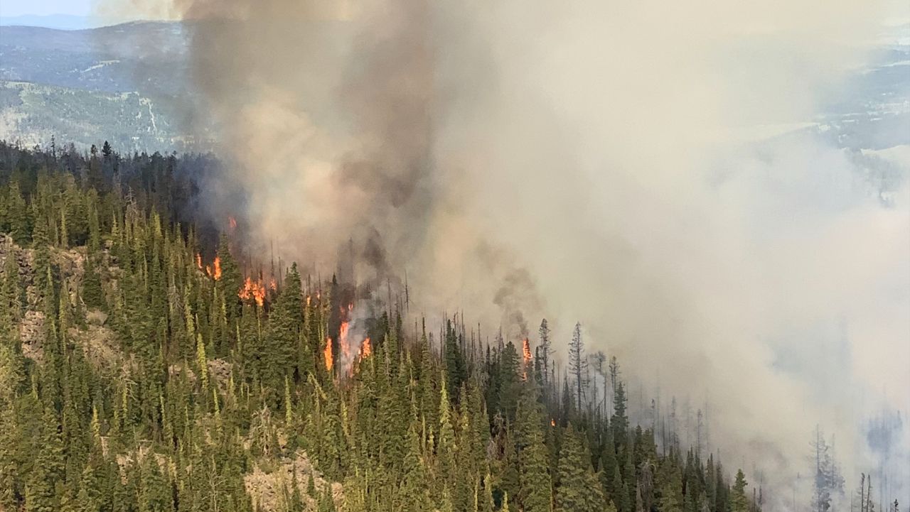 Jericho Mountain Fire burning south of MacDonald Pass