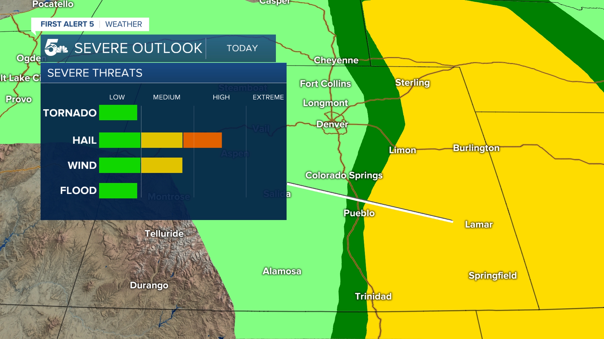 Isolated severe thunderstorms are possible again today in eastern Colorado