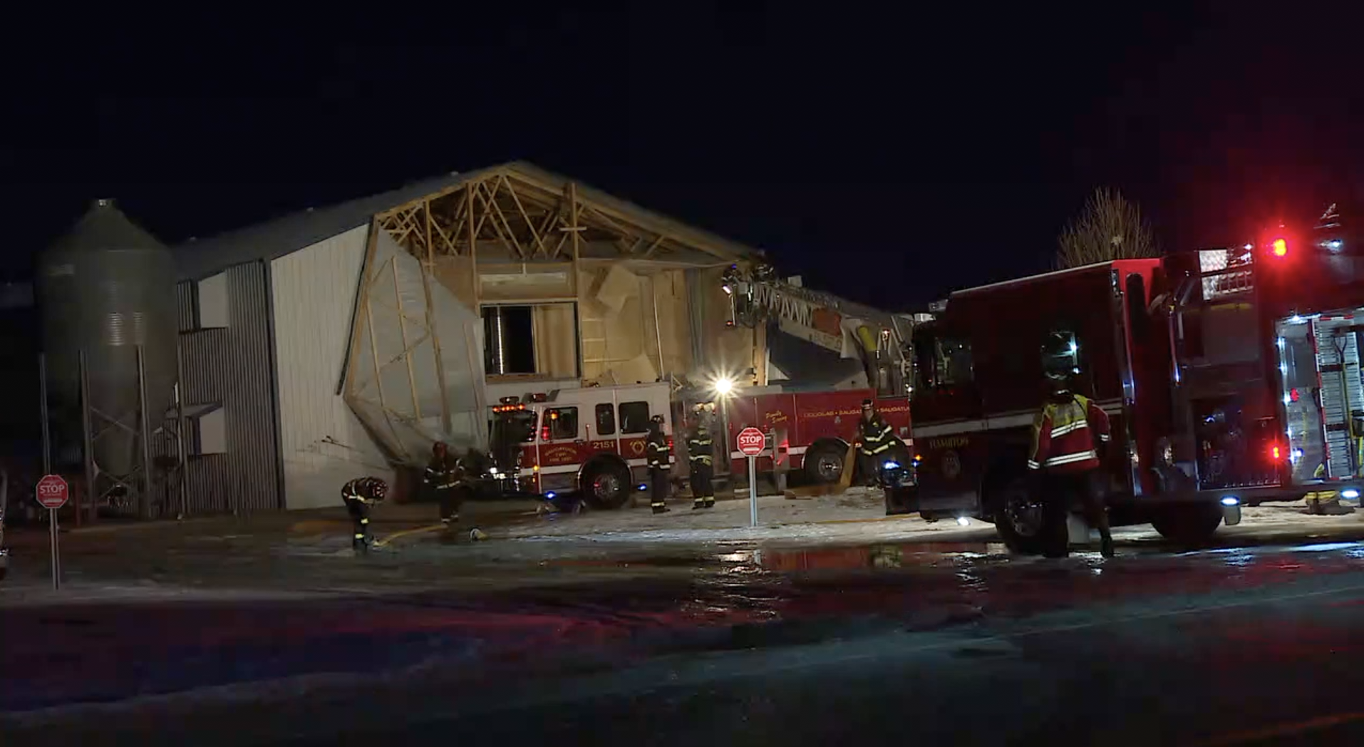Crews battle fire in Heath Township