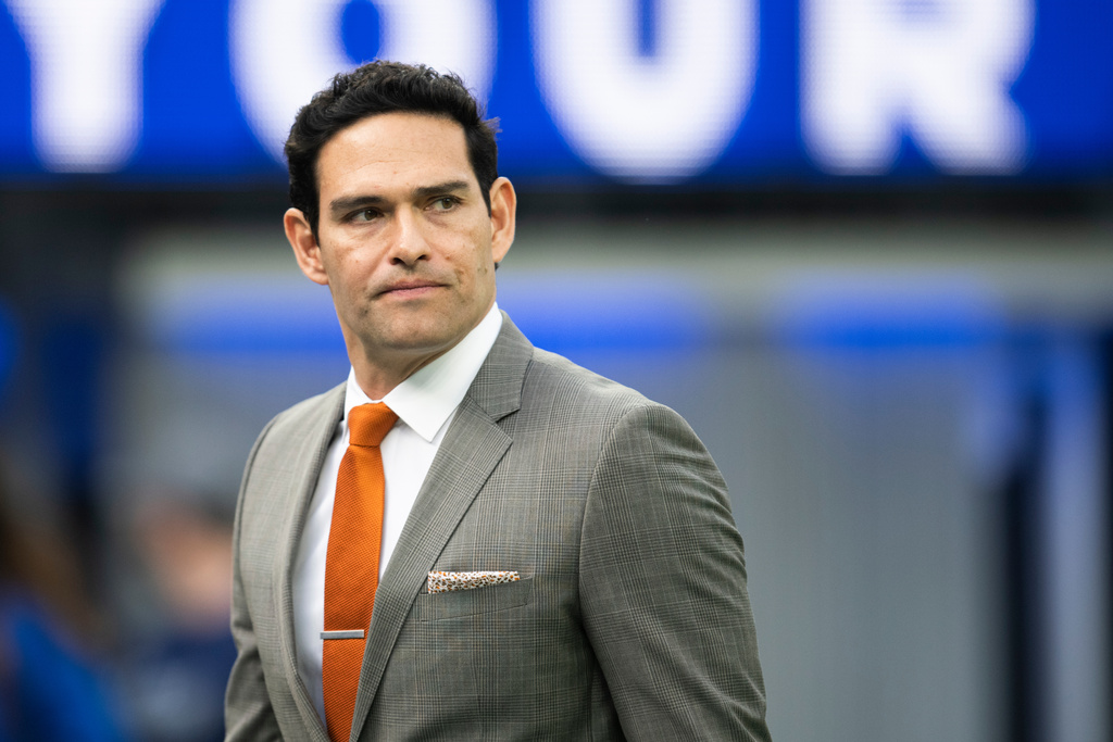 File photo of Mark Sanchez walking on the field before an NFL football game.