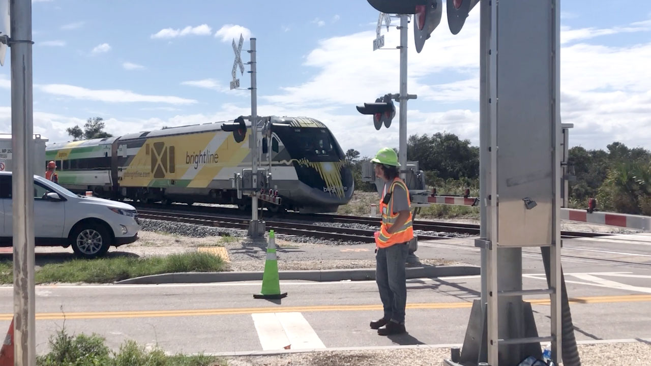 Brightline train testing at the intersection with Walton Road in Port St. Lucie on Oct. 21, 2022.