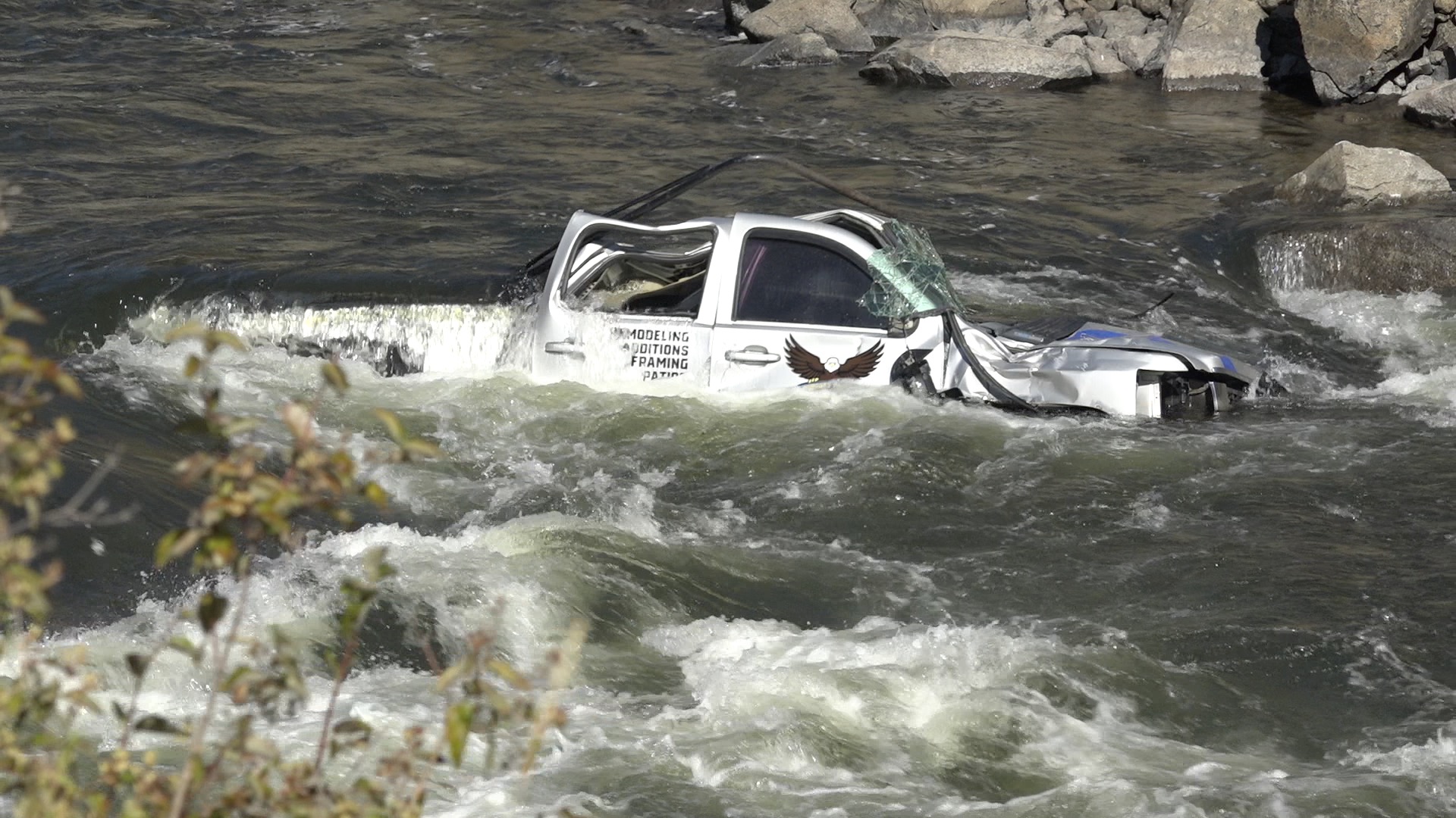 Truck in the North Fork of the Payette River
