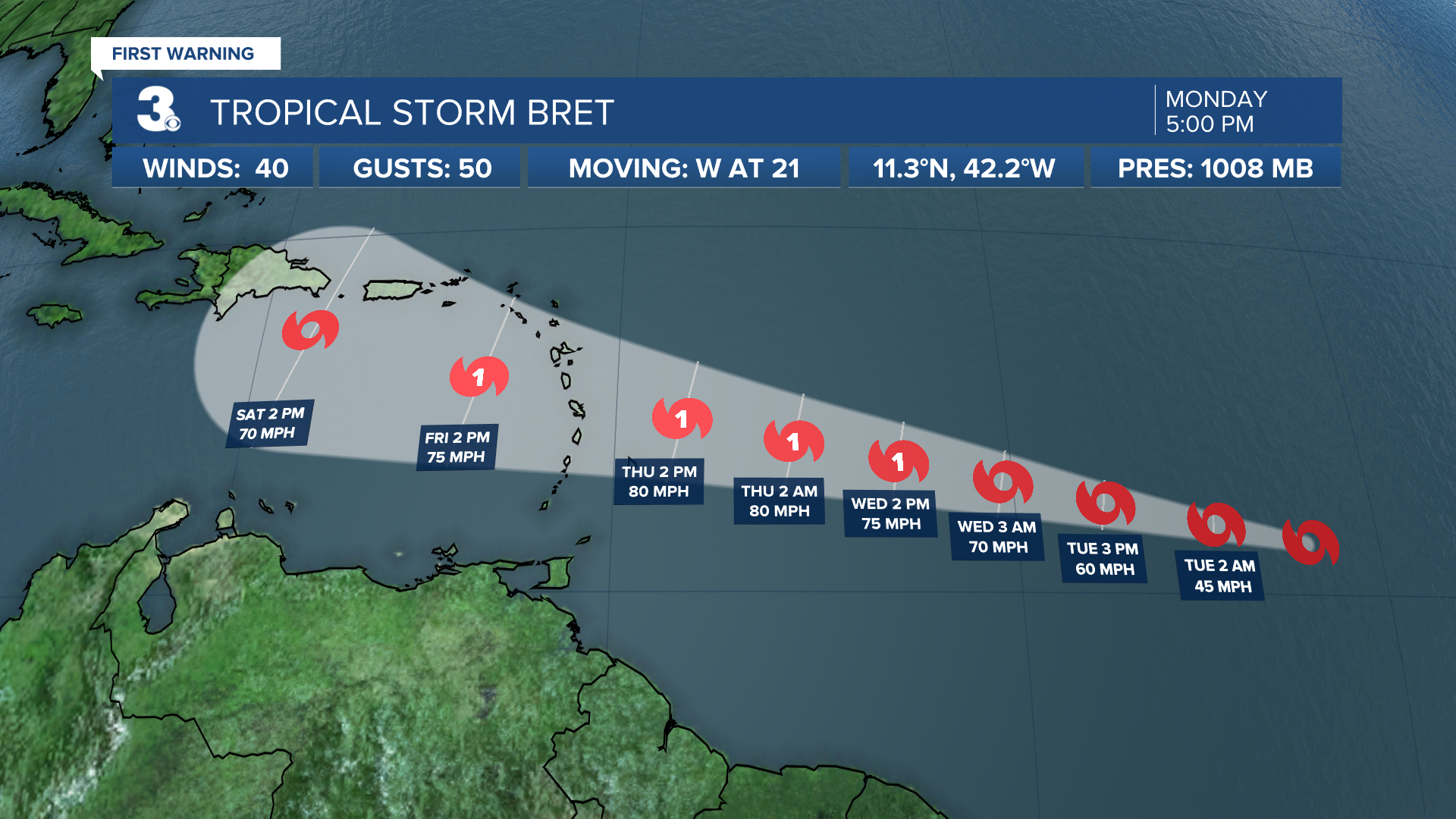 Bret becomes the second named storm of the 2023 Atlantic Hurricane season