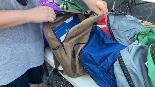 Backpack giveaway in Covington