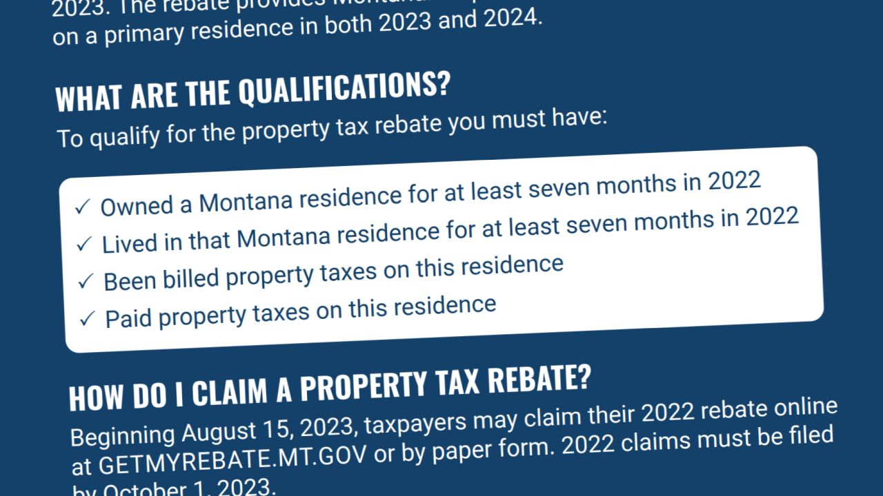 Montana homeowners can claim property tax rebate starting this week