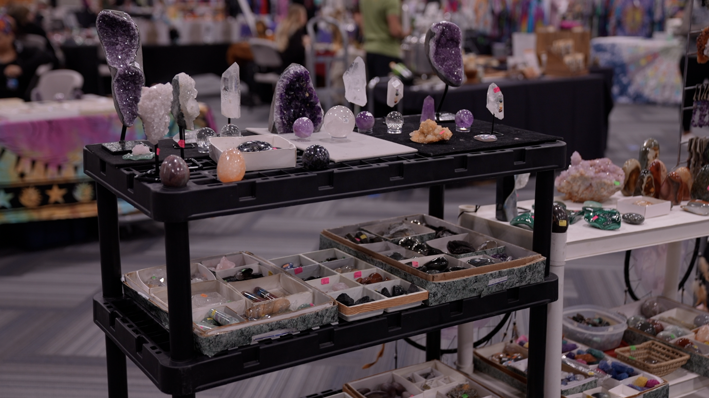 Crystals on display at the Psychic and Holistic Expo
