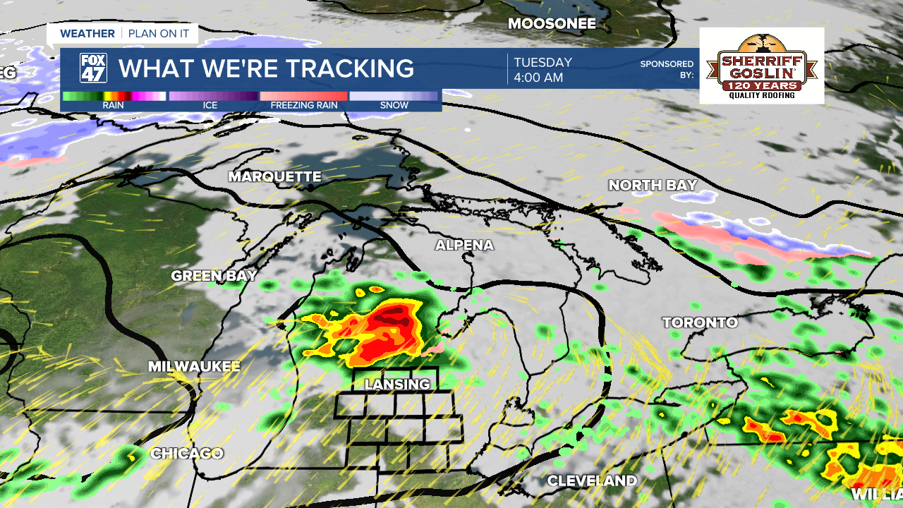 Isolated severe storms possible overnight Monday into Tuesday with large hail and damaging winds possible