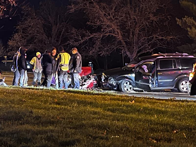 2 people sent to the hospital for injuries after two-vehicle collision