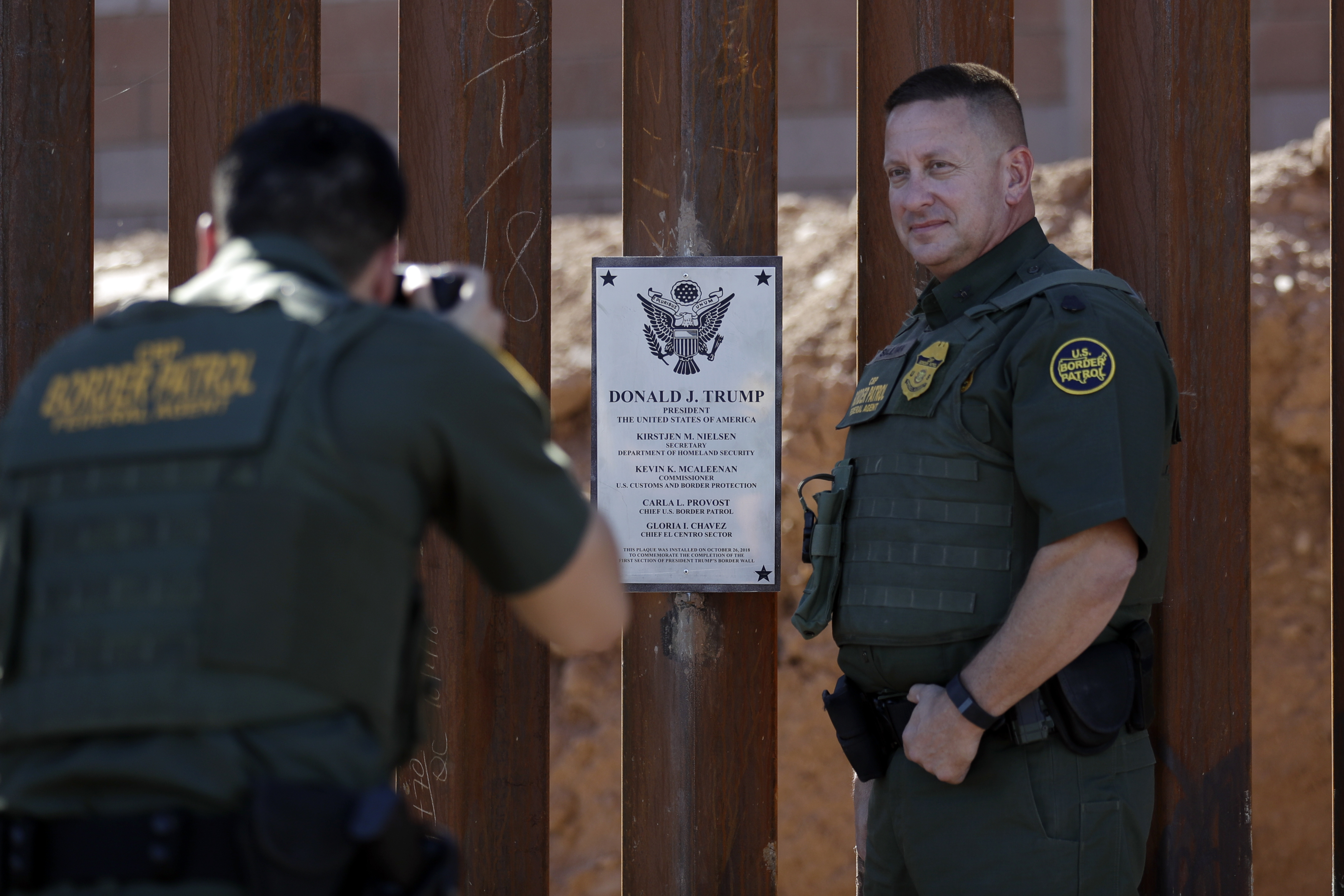 Border Security Wall Trump Plaque AP Photo