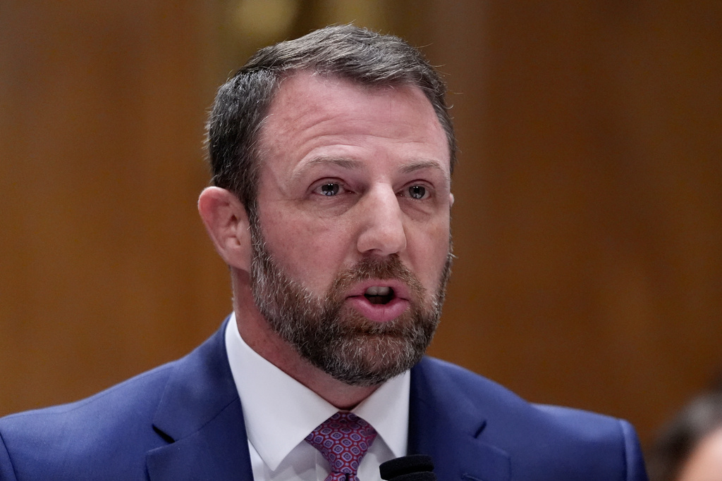 Sen. Markwayne Mullin, R-Okla., President Donald Trump's pick for Homeland Security secretary, testifies during Senate Committee on Homeland Security and Governmental Affairs hearing, Wednesday, March 18, 2026 on Capitol Hill in Washington. 