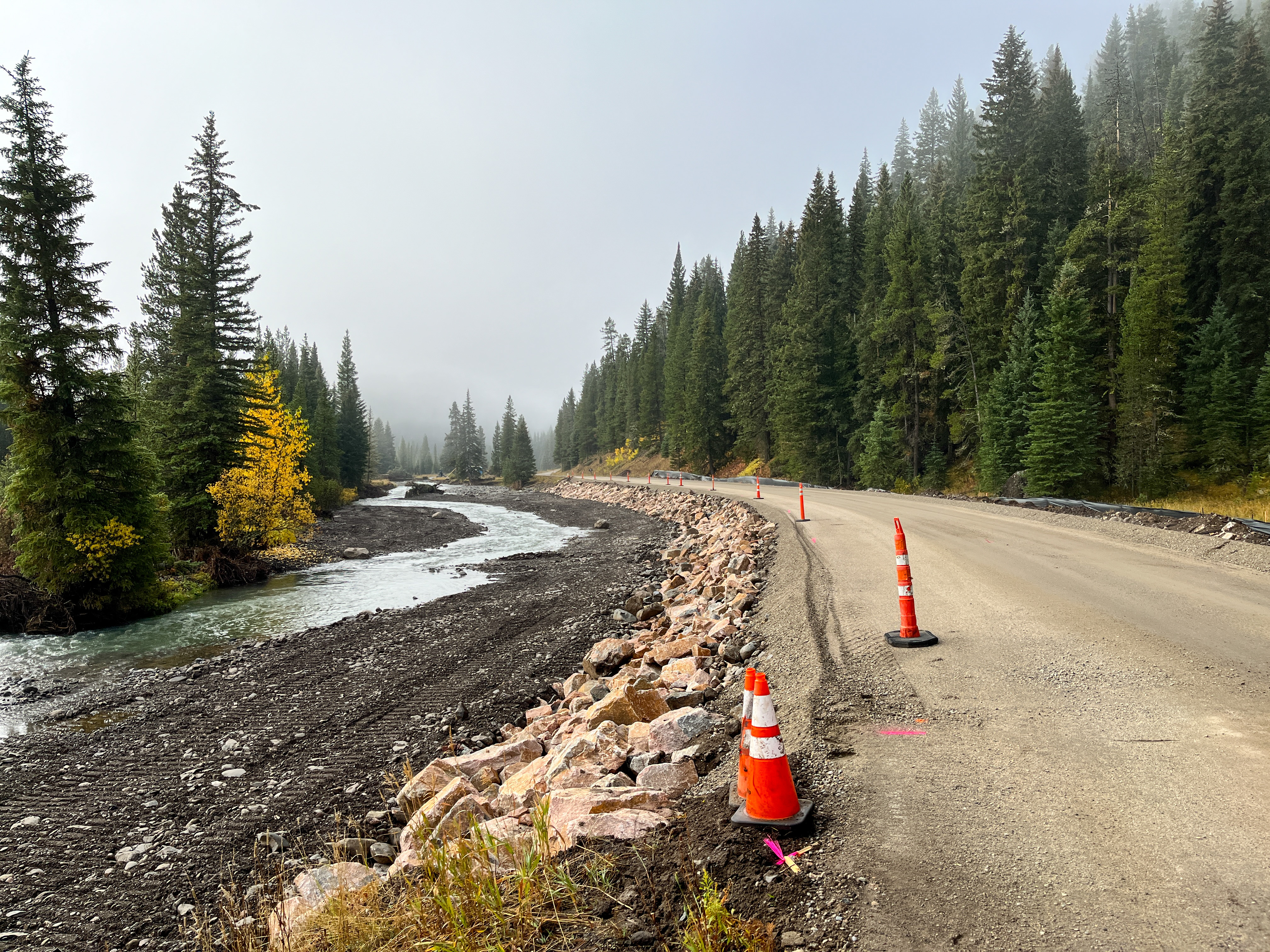 Northeast Entrance Road repair progress October 4, 2022