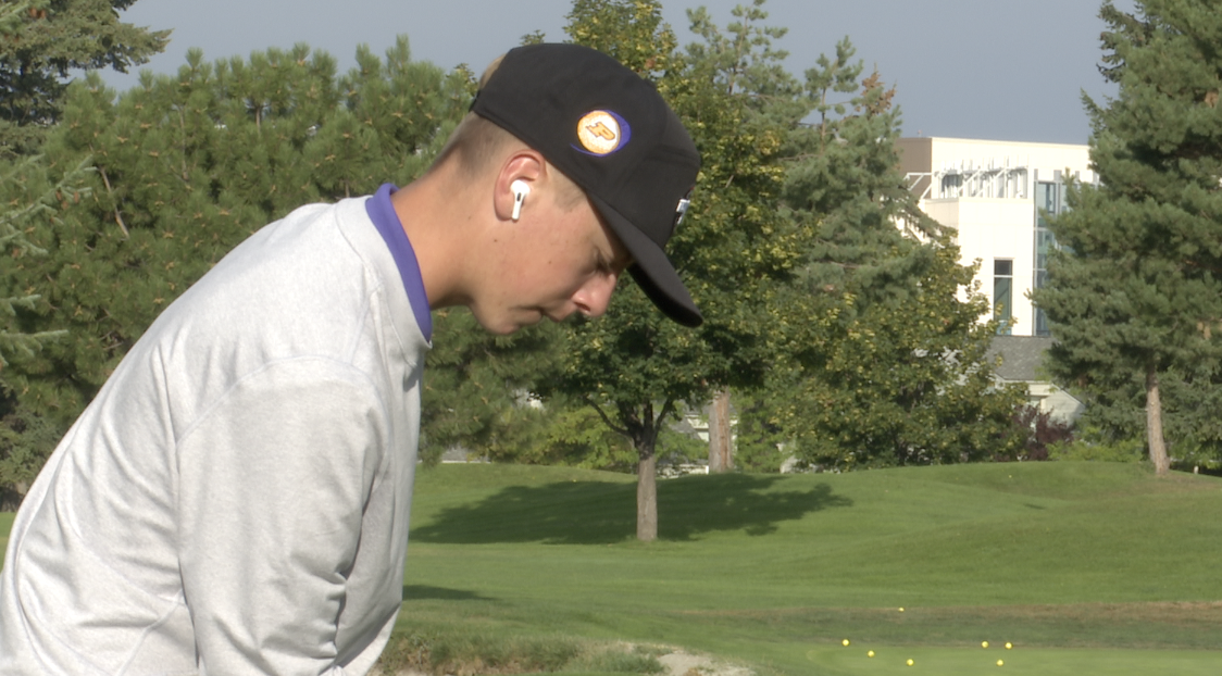 Max Milton practicing for the Flathead Invitational, Kalispell