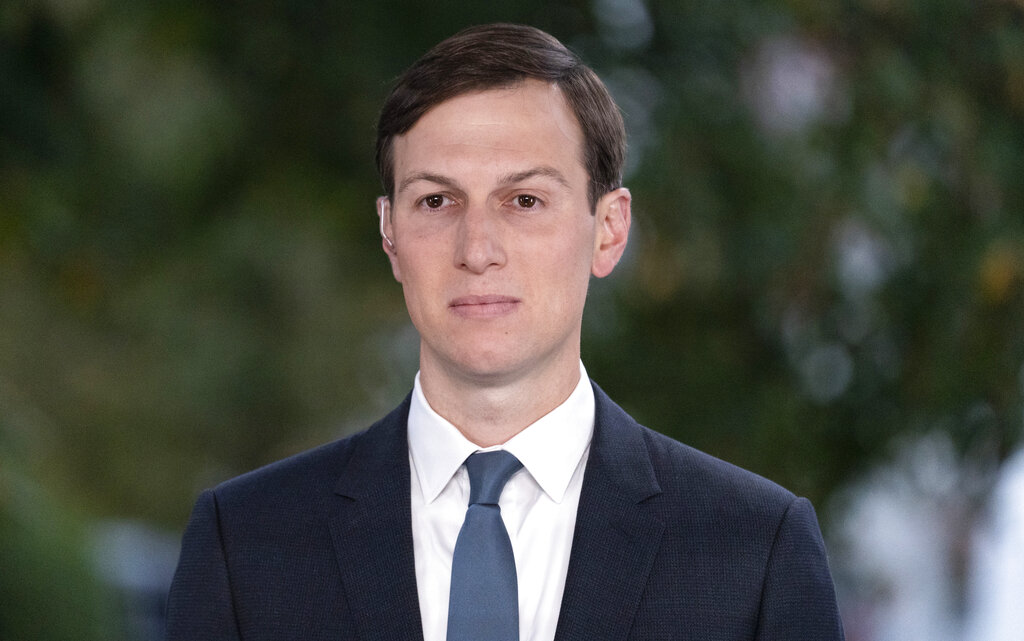 Jared Kushner does a television interview at the White House on Oct. 26, 2020, in Washington.
