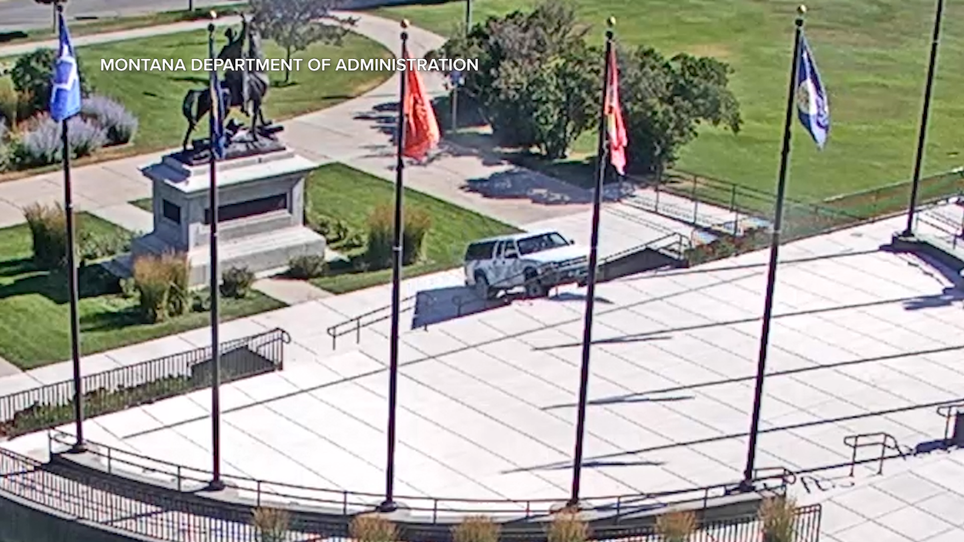 Truck damaging Montana Capitol grounds