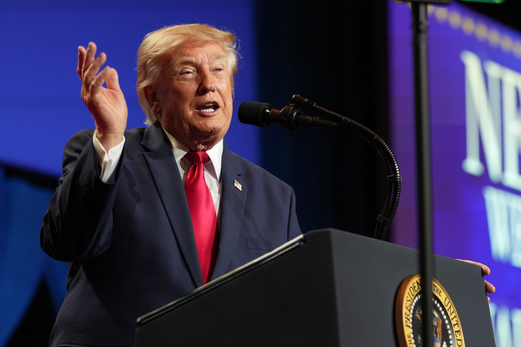President Donald Trump speaks at an event at the Red Rock Casino Resort and Spa in Las Vegas, Wednesday, Aug. 5, 2026. 