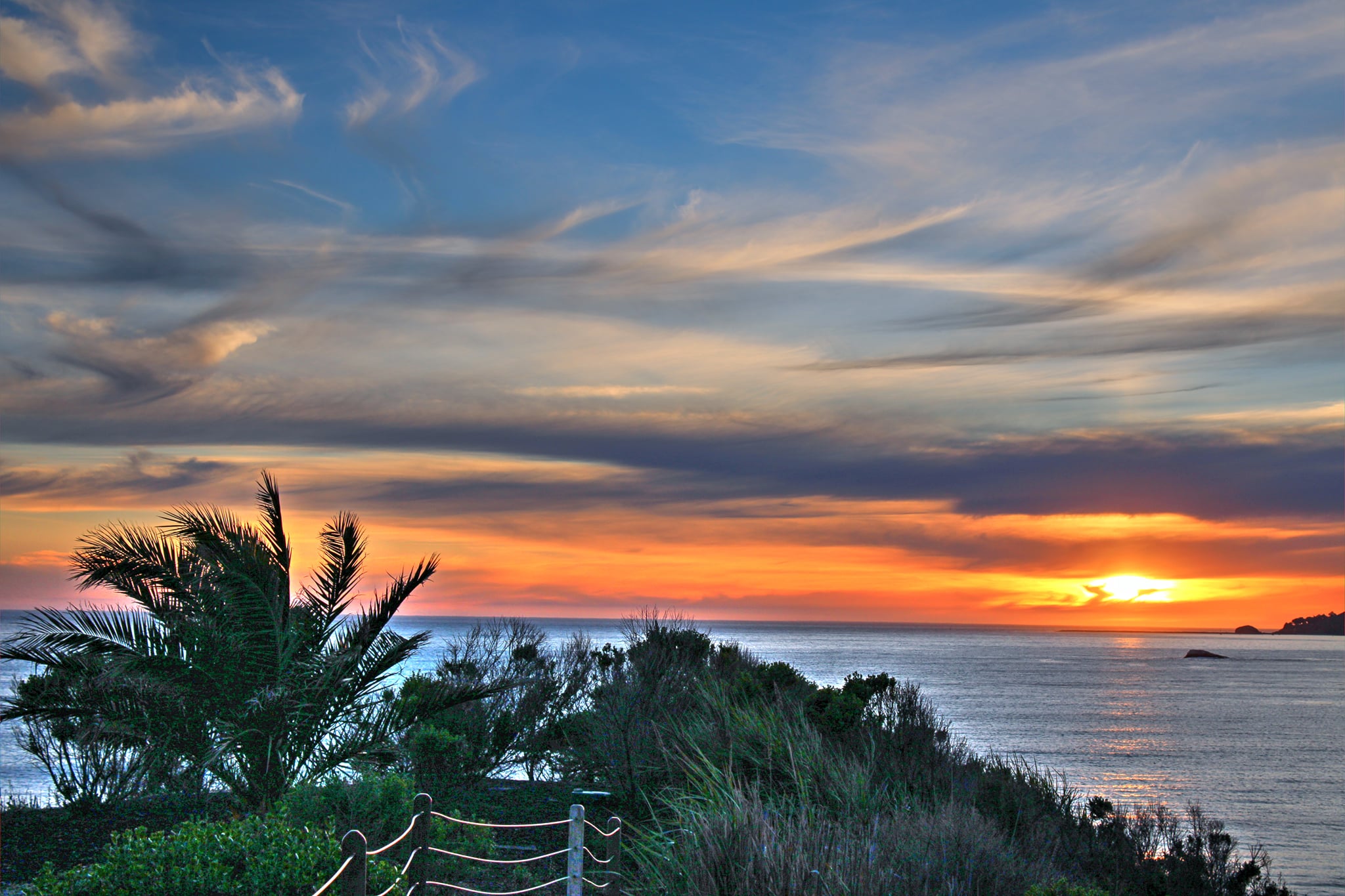 Sunset over Shell Beach ahead of the storm 