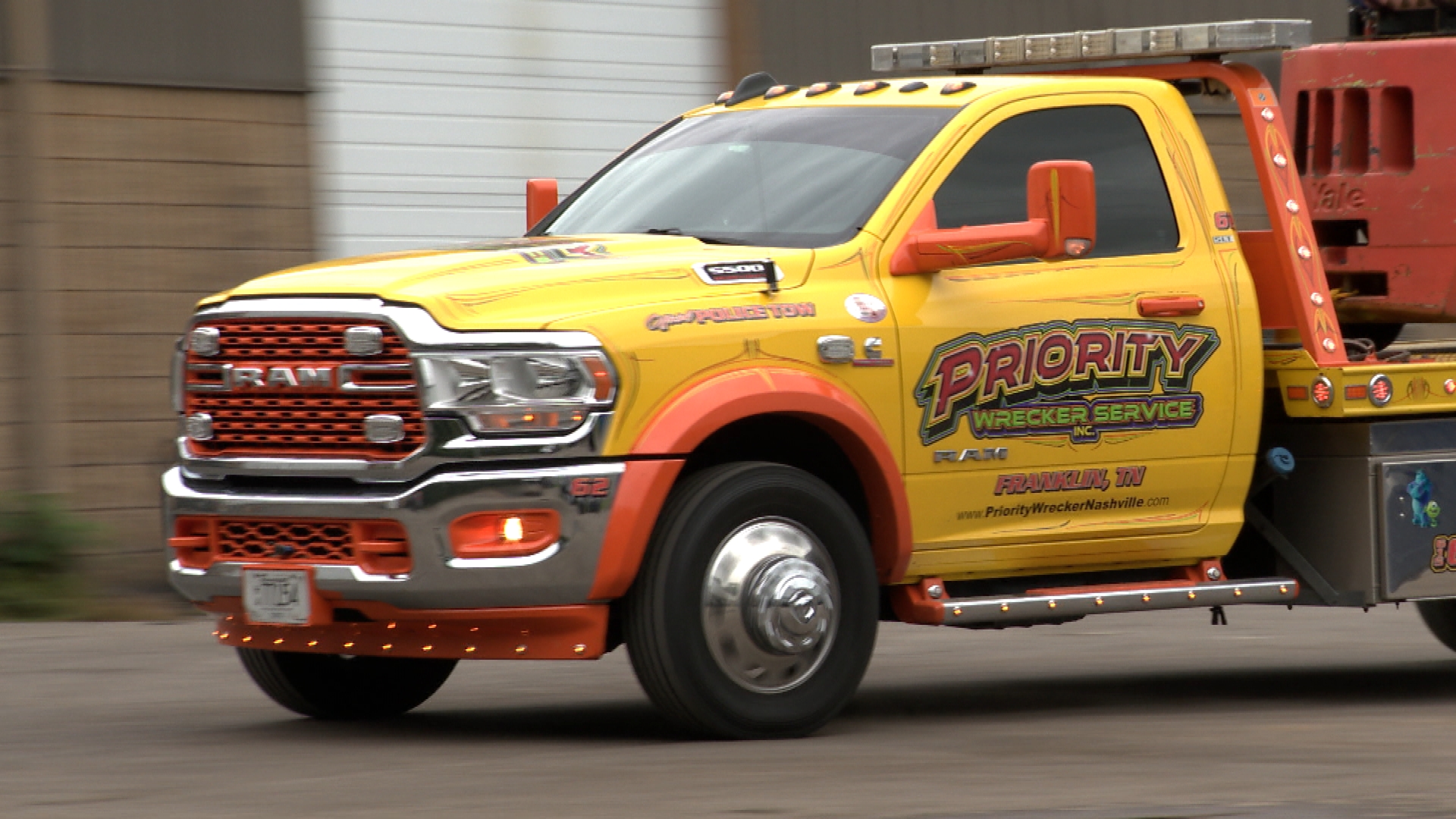 Priority Wrecker truck at company's Nashville office 