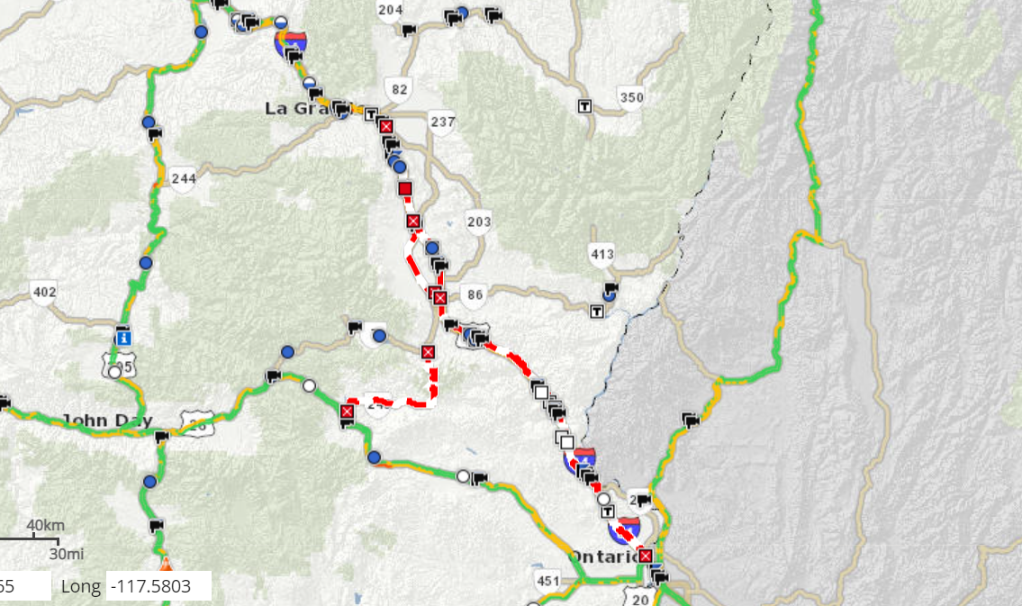 WB I-84 closure between Ontario and La Grande