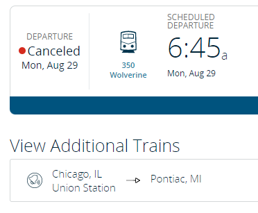 Amtrak canceled trains 8.29.22