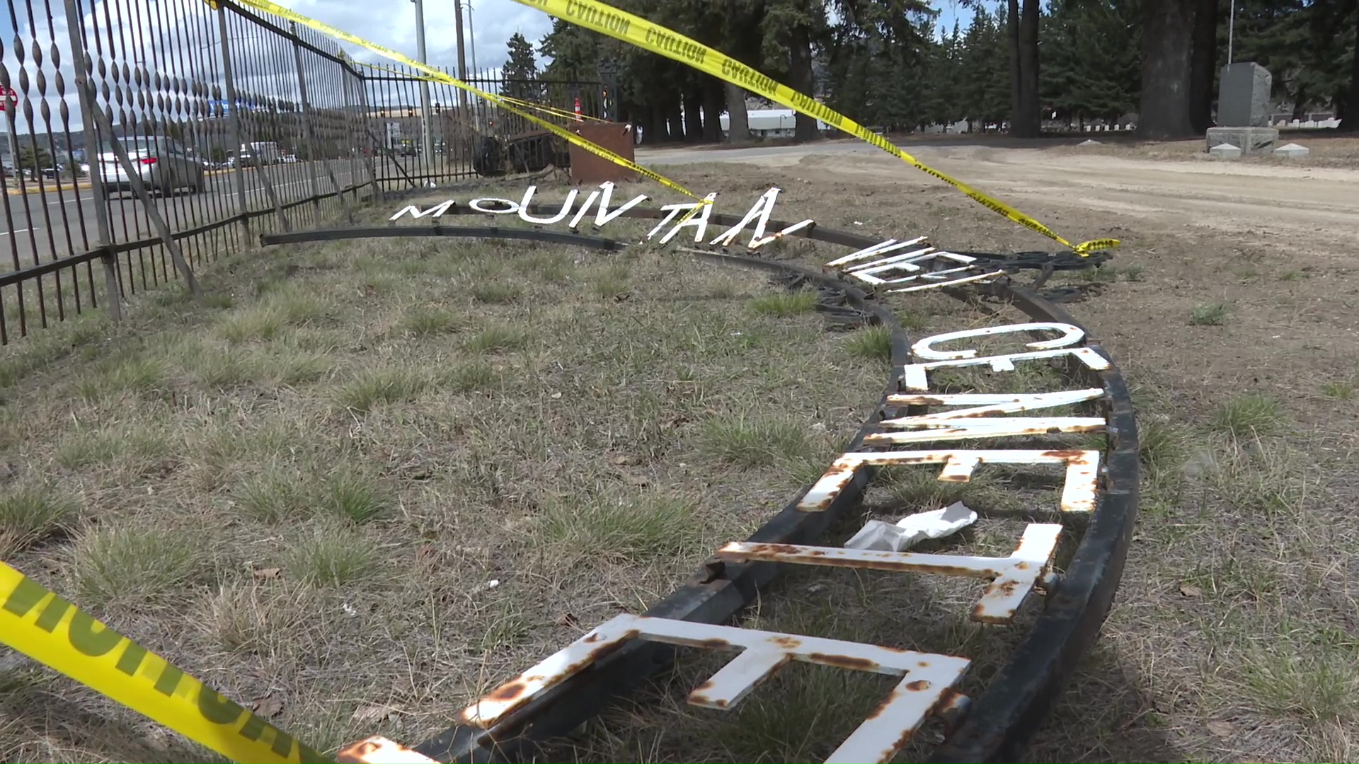 Butte cemetery archway leveled by hit-and-run driver
