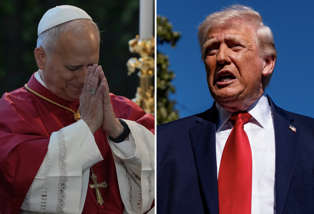 This combination of images shows Pope Leo XIV and U.S. President Donald Trump.
