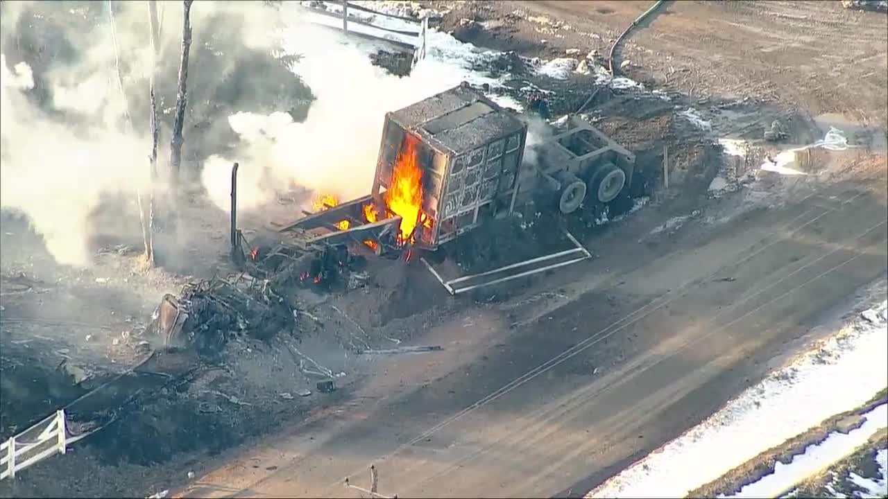 weld county semi truck crash gas explosion