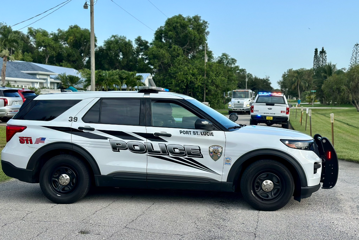 Port St. Lucie police respond to a motorcycle crash in the 2400 block of Southeast Hallahan Street on July 11, 2023.PNG