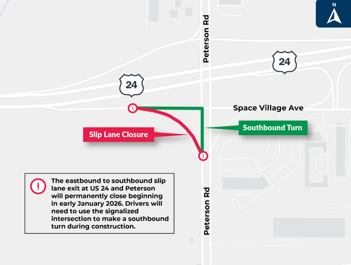 Eastbound to southbound slip exit lane closing permanently