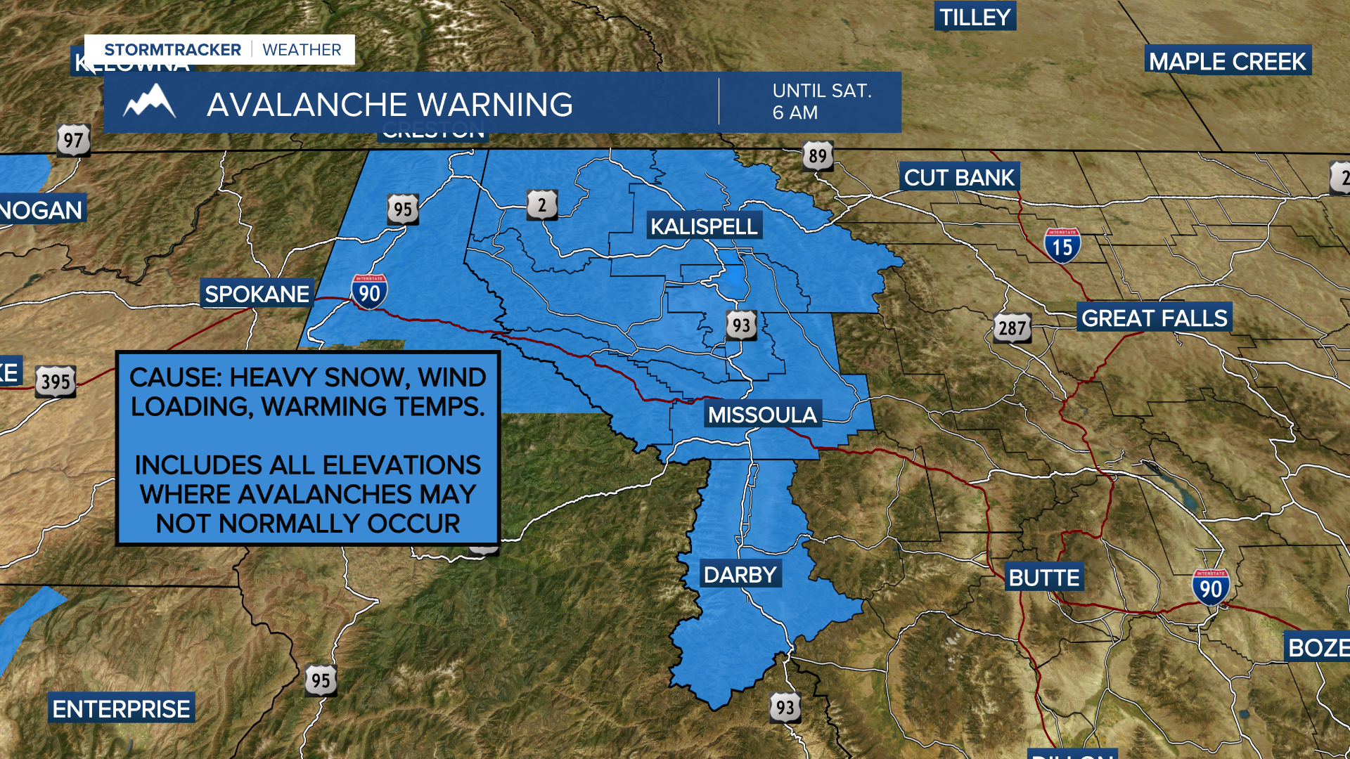 Dangerous urban and backcountry avalanche conditions
