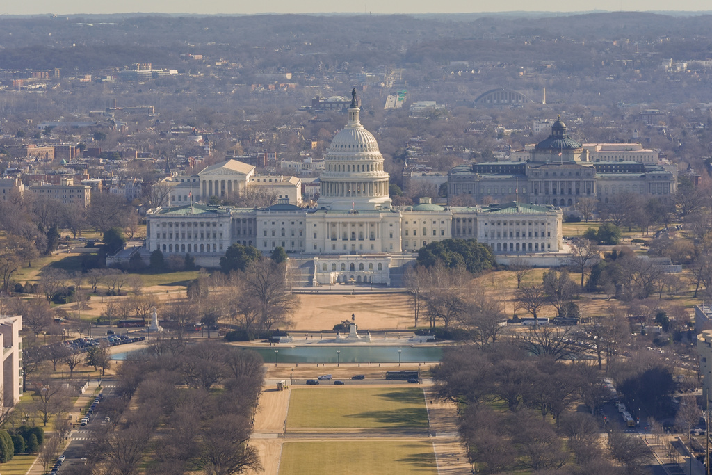 US Capitol Building in Washington as seen from the Washington Monument, Tuesday, Jan., 13, 2026. 
