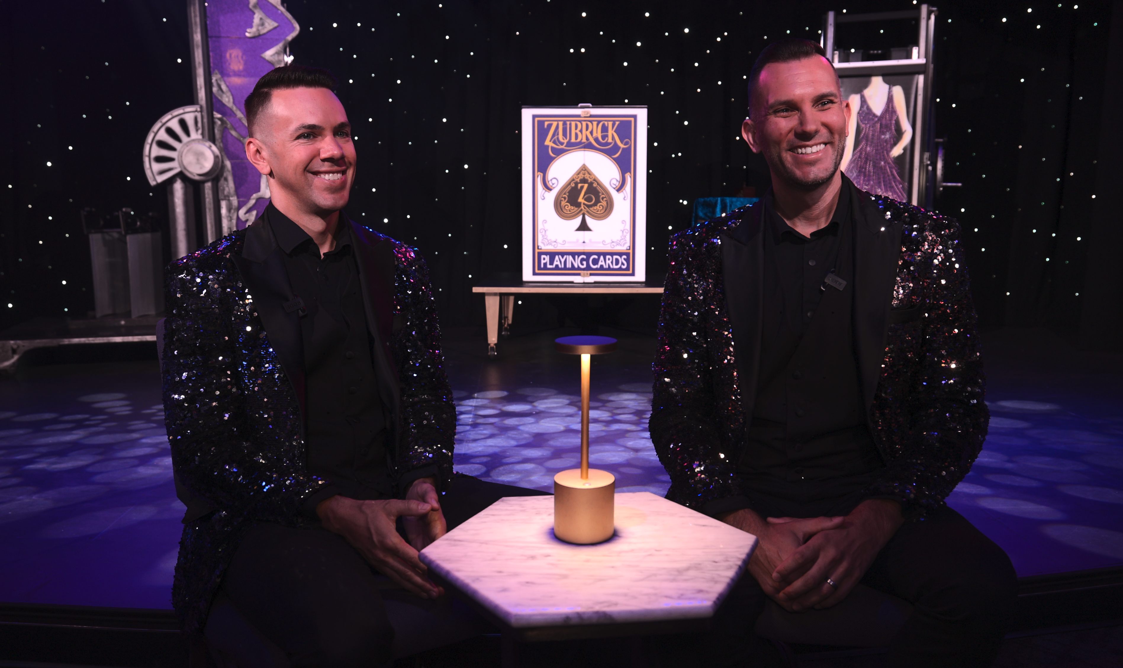 Chris and Ryan Zubrick inside the Zubrick Magic Theatre. 