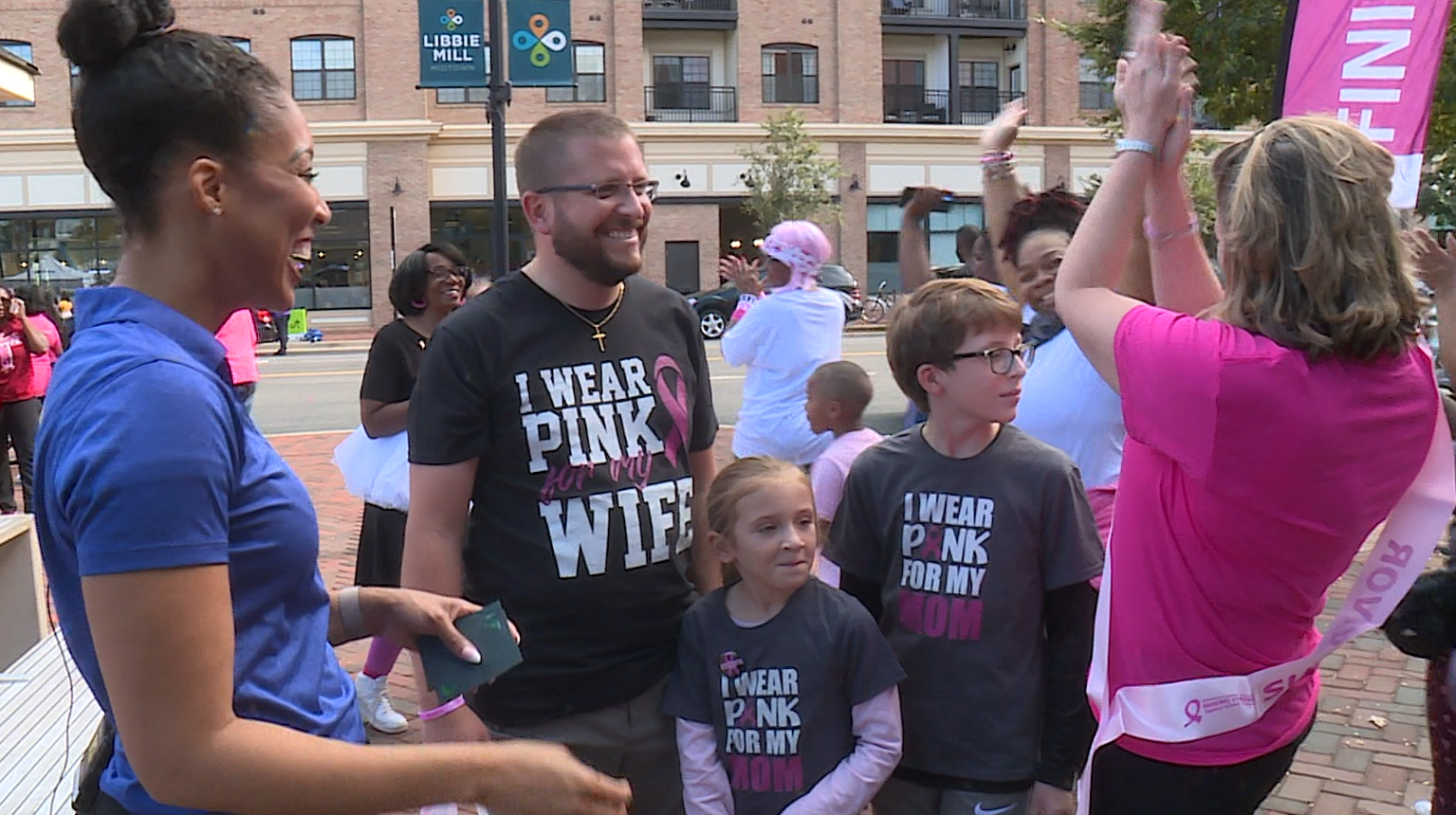Surprising those participating in Strides Against Breast Cancer walk