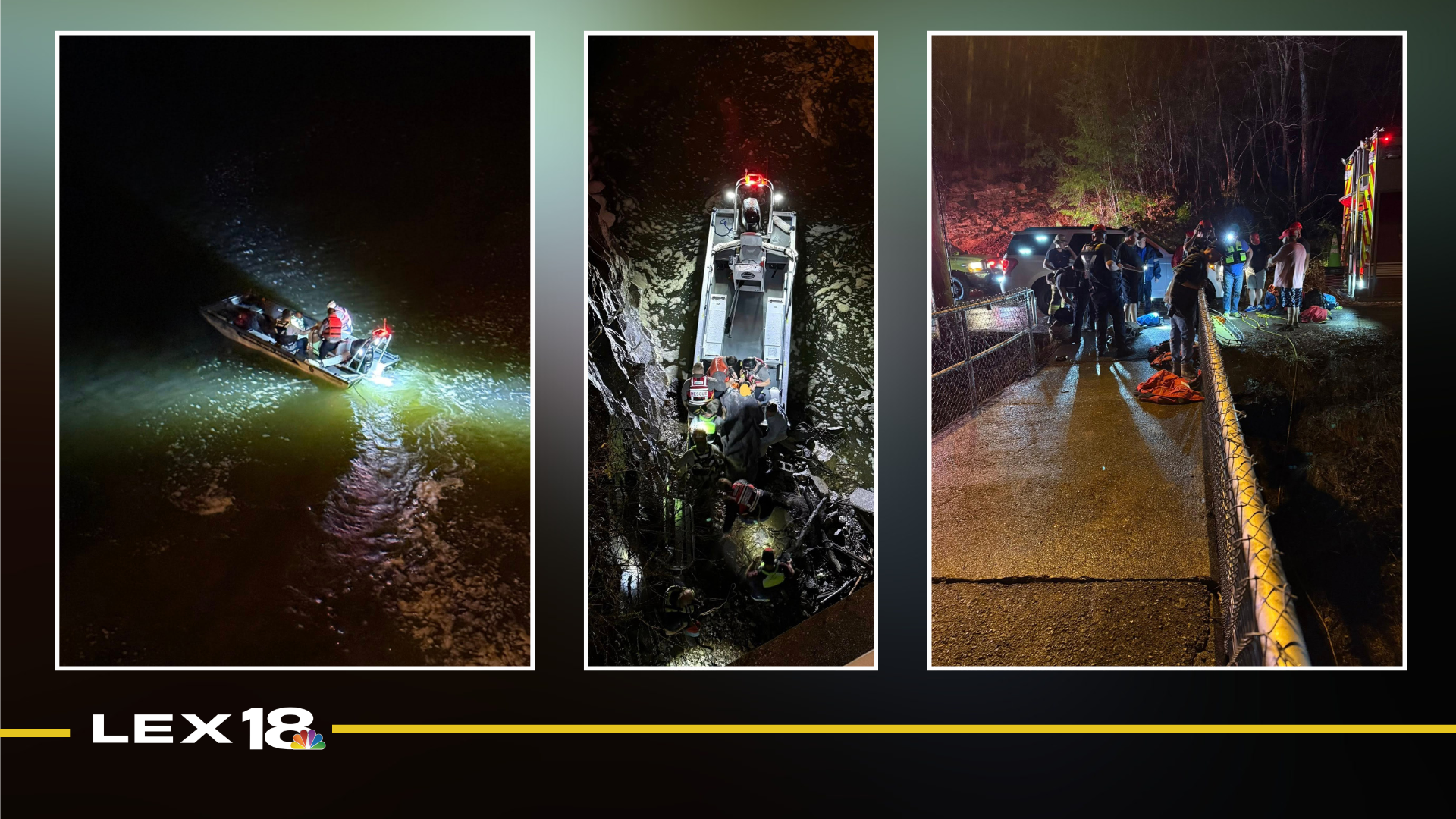 London - Laurel Rescue Squad rescues person and dog from Laurel river