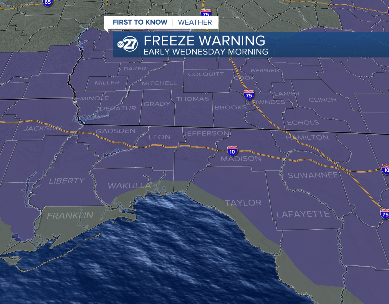 freeze warning Wednesday morning 11/29/2023