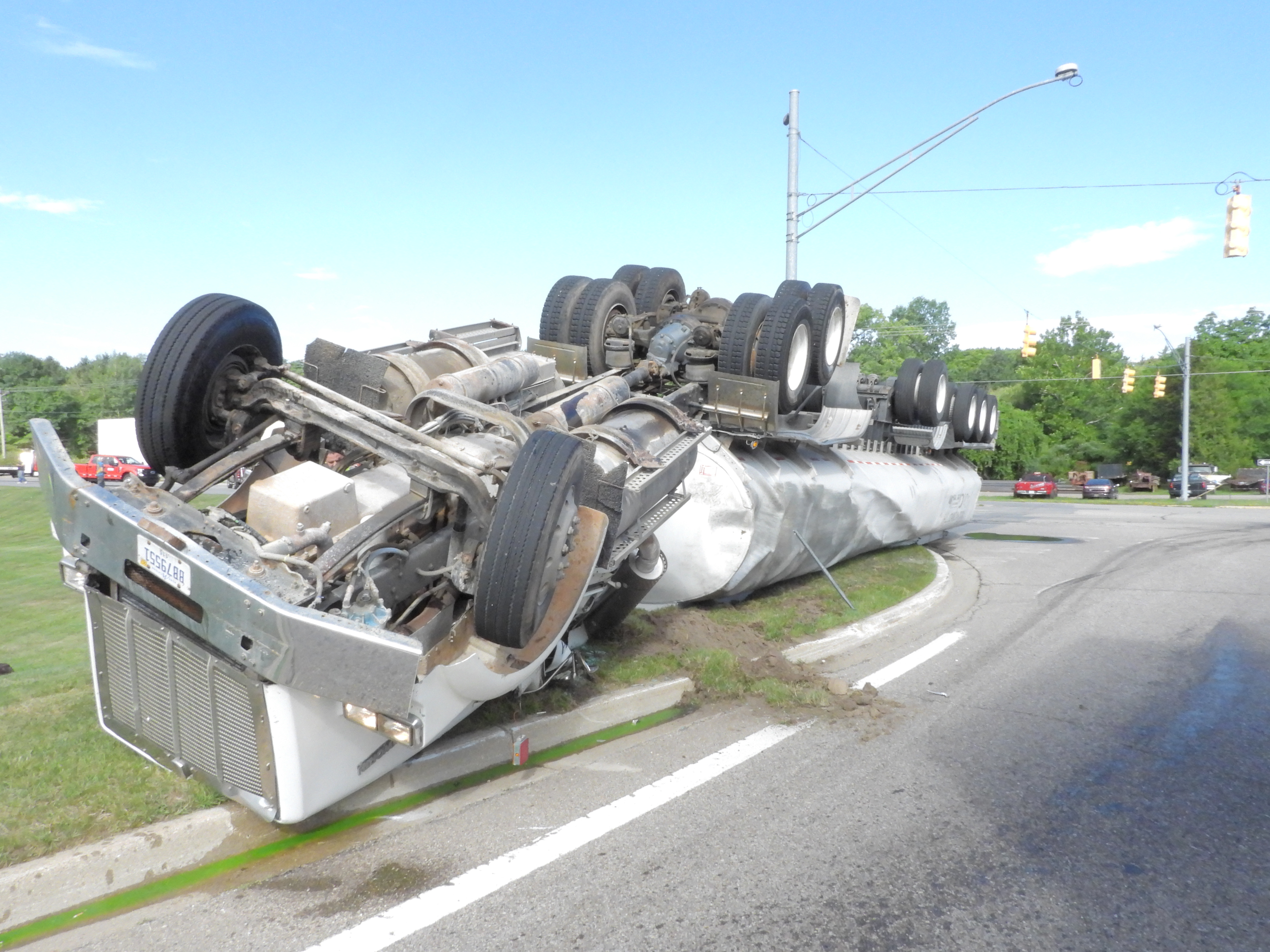 Tanker hauling human waste crashes in South Haven Township